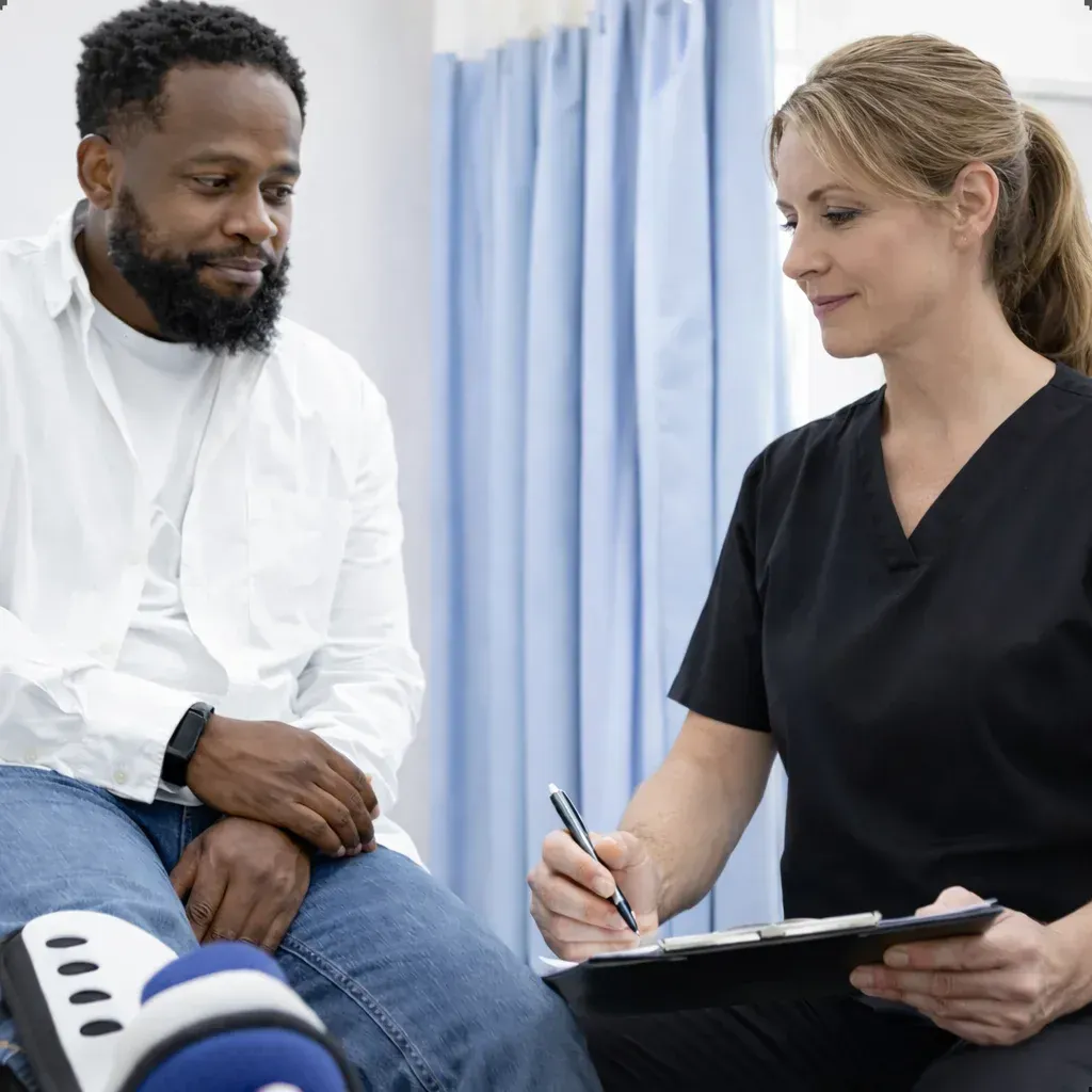 Dr. Bracic reviewing medical case documentation at Novar&eacute; Injury Care